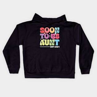 Soon to be aunt est 2024 Groovy Auntie Kids Hoodie